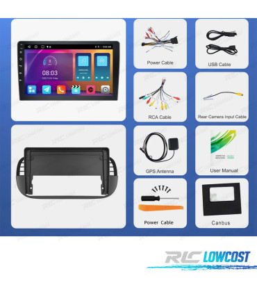RADIO GPS ANDROID FIAT 500 07-15