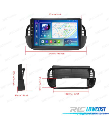 RADIO GPS ANDROID FIAT 500 07-15