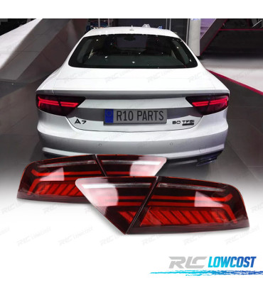 FEUX ARRIÈRE AUDI A7 4G 10-17 LOOK RS7 FULL LED ROUGE FUMÉ