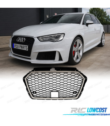 CALANDRE AUDI A3 8V 16-20 LOOK RS3 NOIR GRIS RADAR