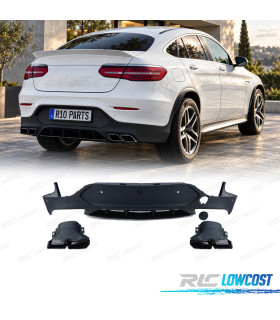 DIFFUSEUR ARRIÈRE MERCEDES GLC C253 COUPE 15-19 LOOK AMG GLC63 + EMBOUT D´ÉCHAPPEMENT NOIR