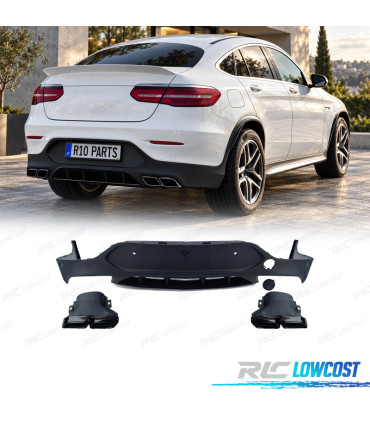 DIFFUSEUR ARRIÈRE MERCEDES GLC C253 COUPE 15-19 LOOK AMG GLC63 + EMBOUT D´ÉCHAPPEMENT NOIR