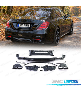 DIFFUSEUR MERCEDES CLASSE S W222 17-20 LOOK AMG S63 NOIR BRILLANT + EMBOUTS CHROMÉS