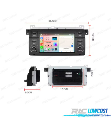 RADIO GPS ANDROID 15 BMW SÉRIE 3 E46 98-05 / COMPACT 01-05 / CABRIO 00-06 / TOURING 99-05 / COUPÉ 98-06 7" 4GB+64GB