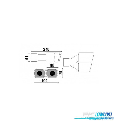 EMBOUT D'ÉCHAPPEMENT DOUBLE RECTANGULAIRE UNIVERSEL INOX