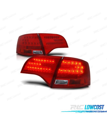 FEUX ARRIÈRE POUR AUDI A4 B7 AVANT 05-08 LED ROUGE CHROMÉ