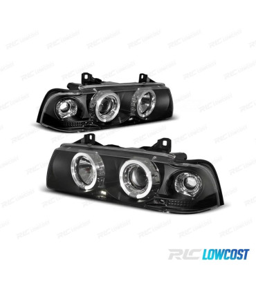 PHARES BMW E36 90-99 FOND NOIR ANGEL EYES