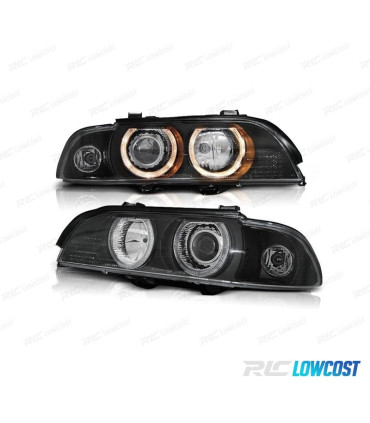 PHARES BMW E39 95-00 ANGEL EYES HALOGÈNE FOND NOIR