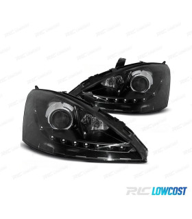 PHARES POUR FORD FOCUS 01-04 DAYLIGHT LED FOND NOIR H7