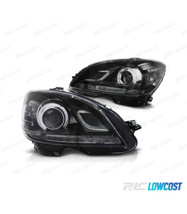 PHARES POUR MERCEDES CLASSE C W204 07-11 DIURNES FOND NOIR