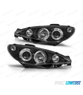 PHARES PEUGEOT 206 98-08 ANGEL EYES CCFLFOND NOIR H4 OEM
