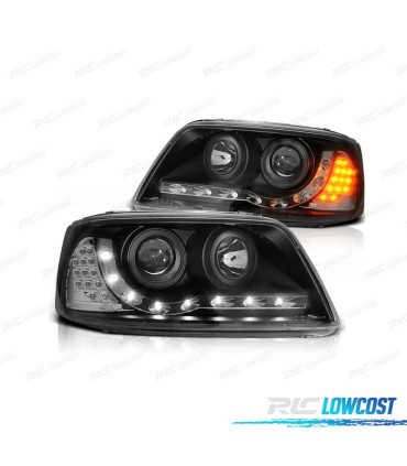 PHARES VOLKSWAGEN VW T5 03-09 FEUX DIURNES LED FOND NOIR