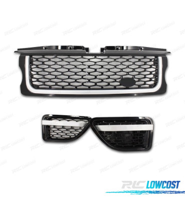 CALANDRES AVANT + LATÉRAUX RANGE ROVER SPORT 05-09 LOOK PIANO BLACK EDITION