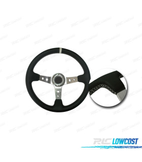 VOLANT TYPE OMP PEAU SYNTHÉTIQUE AVEC BRAS CHROMÉ