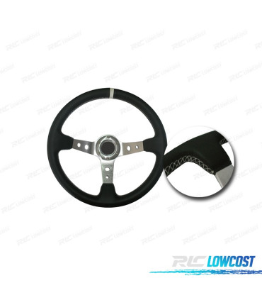 VOLANT TYPE OMP PEAU SYNTHÉTIQUE AVEC BRAS CHROMÉ