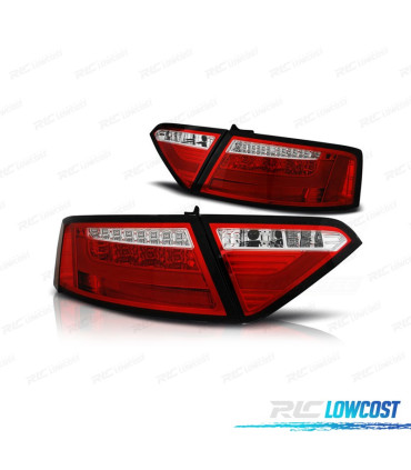 FEUX ARRIÈRE POUR AUDI A5 07-11 LIGHT BAR ROUGE CHROMÉ