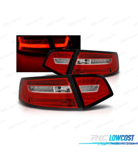 FEUX ARRIÈRE POUR AUDI A6 4F 08-11 LIGHT BAR ROUGE CHROMÉ