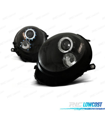 PHARES POUR MINI COOPER R56 R57 06-14 ANGEL'S EYES FOND NOIR