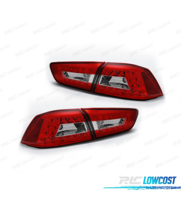 FEUX ARRIÈRE MITSUBISHI LANCER BERLINE 08-11 LED ROUGE CHROMÉ