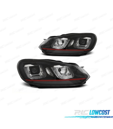 PHARES POUR VOLKSWAGEN VW GOLF MK6 08-12 DAYLIGHT FOND NOIR ROUGE