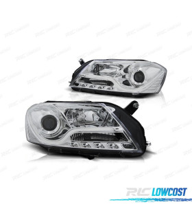 PHARES POUR VOLKSWAGEN VW PASSAT B7 10-14 TUBE CLAIR FOND CHROMÉ
