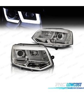 PHARES VOLKSWAGEN VW TRANSPORTER T5 10-15 TUBE LIGHT FOND CHROMÉ