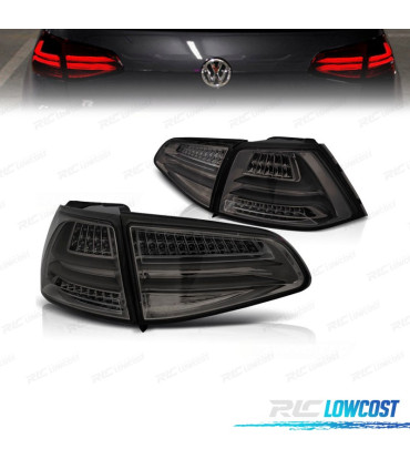 FEUX ARRIÈRE POUR VOLKSWAGEN VW GOLF 7 12-17 LIGHTBAR FOND CHROMÉ FUMÉ