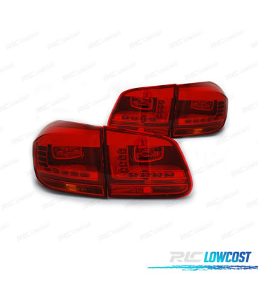 FEUX ARRIÈRE POUR VOLKSWAGEN VW TIGUAN 11-16 LIGHT BAR ROUGE CHROMÉ