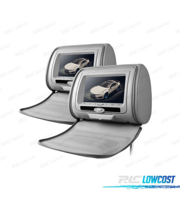 APPUI-TÊTE MULTIMÉDIA 7 POUCES HD USB SD COULEUR GRIS