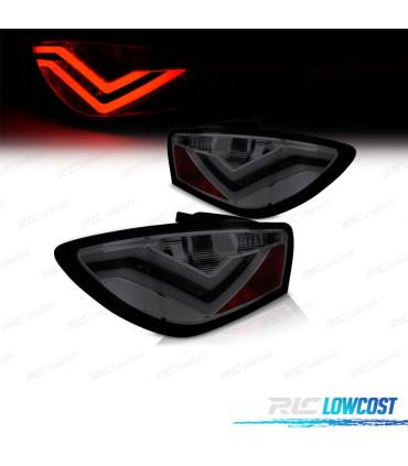 FEUX ARRIÈRE POUR SEAT IBIZA 3P 08-12 LIGHT BAR FOND CHROMÉ FUMÉ