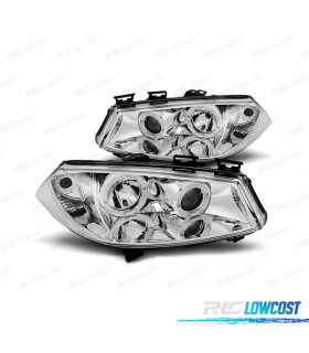 PHARES POUR RENAULT MEGANE 02-05 ANGEL'S EYES FOND CHROMÉ