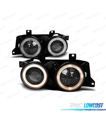 PHARES BMW SÉRIE 5 E34 88-95 SÉRIE 7 E32 86-94 ANGEL EYES FOND NOIR