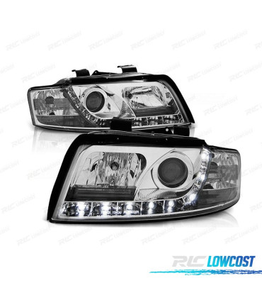 PHARES AUDI A4 B6 00-04 LED DAYLIGHT FOND CHROMÉ