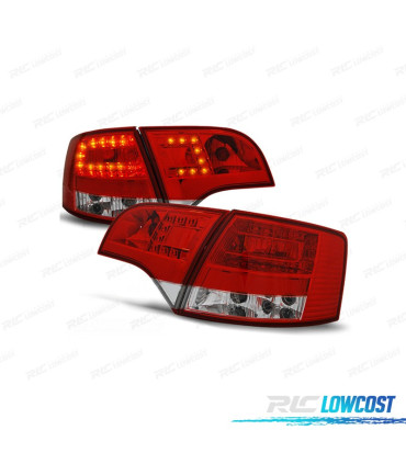 FEUX ARRIÈRE POUR AUDI A4 B7 AVANT 05-08 LED ROUGE CHROMÉ