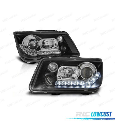 PHARES VOLKSWAGEN VW BORA 98-05 FEUX DIURNES LED FOND NOIR