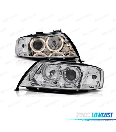 PHARES AUDI A6 4B 97-01 ANGEL EYES FOND CHROMÉ