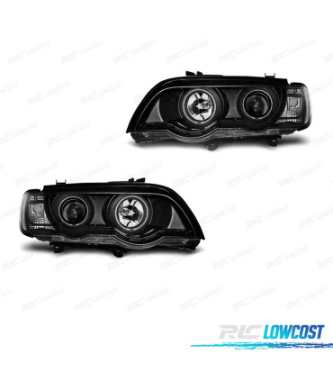 PHARES XÉNON BMW X5 E53 99-03 ANGEL EYES FOND NOIR CCFL