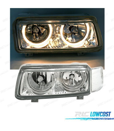 PHARES VOLKSWAGEN VW PASSAT 93-96 ANGEL EYES FOND CHROMÉ H7