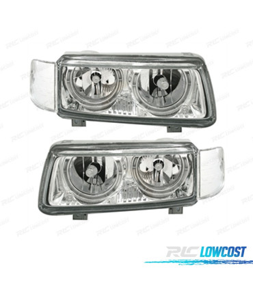 PHARES VOLKSWAGEN VW PASSAT 93-96 ANGEL EYES FOND CHROMÉ H7