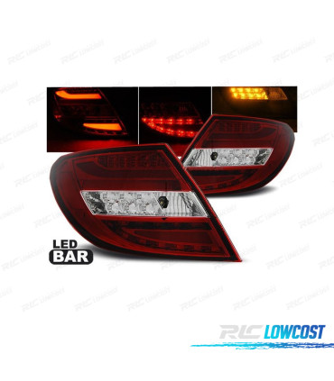 FEUX ARRIÈRE MERCEDES CLASSE C W204 07-11 LED BAR ROUGE CHROMÉ