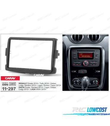 FACADE AUTORADIO 2 DIN NOIR POUR RENAULT DACIA DUSTER LOGAN CAPTUR LOGO DOKKER LODGY SANDERO TRAFIC