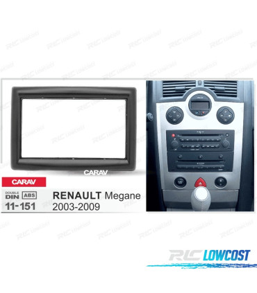 FACADE AUTORADIO 2-DIN NOIR POUR RENAULT MEGANE 02-09