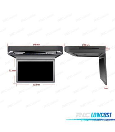 ECRAN DE TOIT HD 1080P XTRONS 13.3" AVEC LUMIÈRE DVD HDMI SD USB ET HAUT PARLEURS.