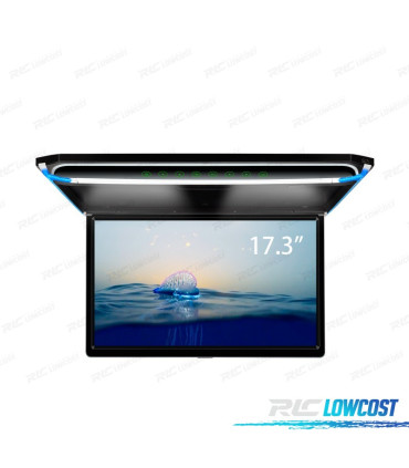 ECRAN DE TOIT DE VOITURE 17.3" ULTRA FIN AVEC LUMIÈRE LED HDMI 1080P USB ET SD.