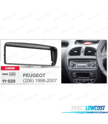 FACADE AUTORADIO 1-DIN NOIR POUR PEUGEOT 206 98-07