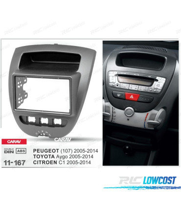FACADE AUTORADIO 2-DIN NOIR POUR CITROEN C1 TOYOTA AYGO PEUGEOT 107 05-14