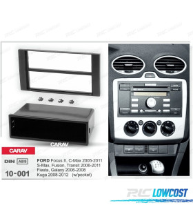 FACADE AUTORADIO 1-DIN NOIR POUR FORD FOCUS C-MAX S-MAX FUSION TRANSIT FIESTA GALAXY KUGA AVEC BOITIER