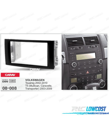 FACADE AUTORADIO 2-DIN NOIR POUR VOLKSWAGEN VW TOUAREG 02-10 T5 MULTIVAN, ELLE, TRANSPORTER 03-09