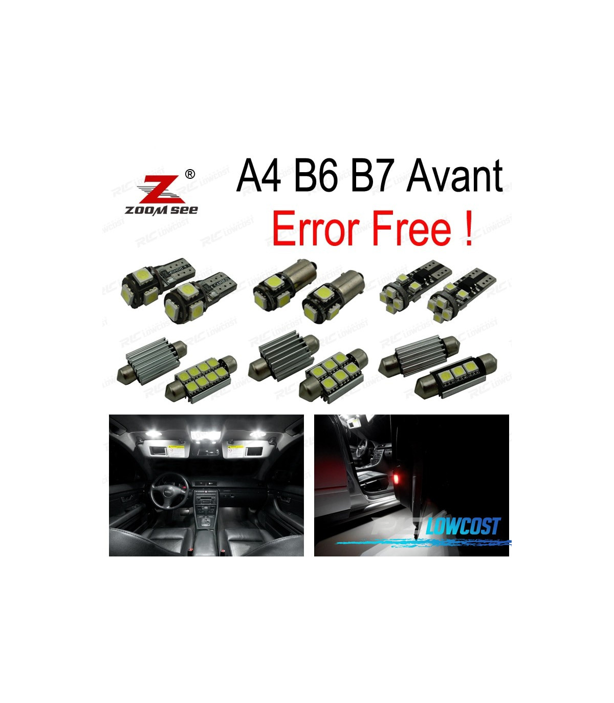 Accessoires Éclairage intérieur LED, pour Audi A4 S4 RS4 B5 B6 B7