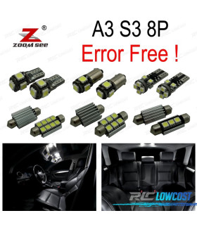 KIT 20 AMPOULES LED INTÉRIEUR AUDI A3 S3 8 P 3P 5P SPORTBACK